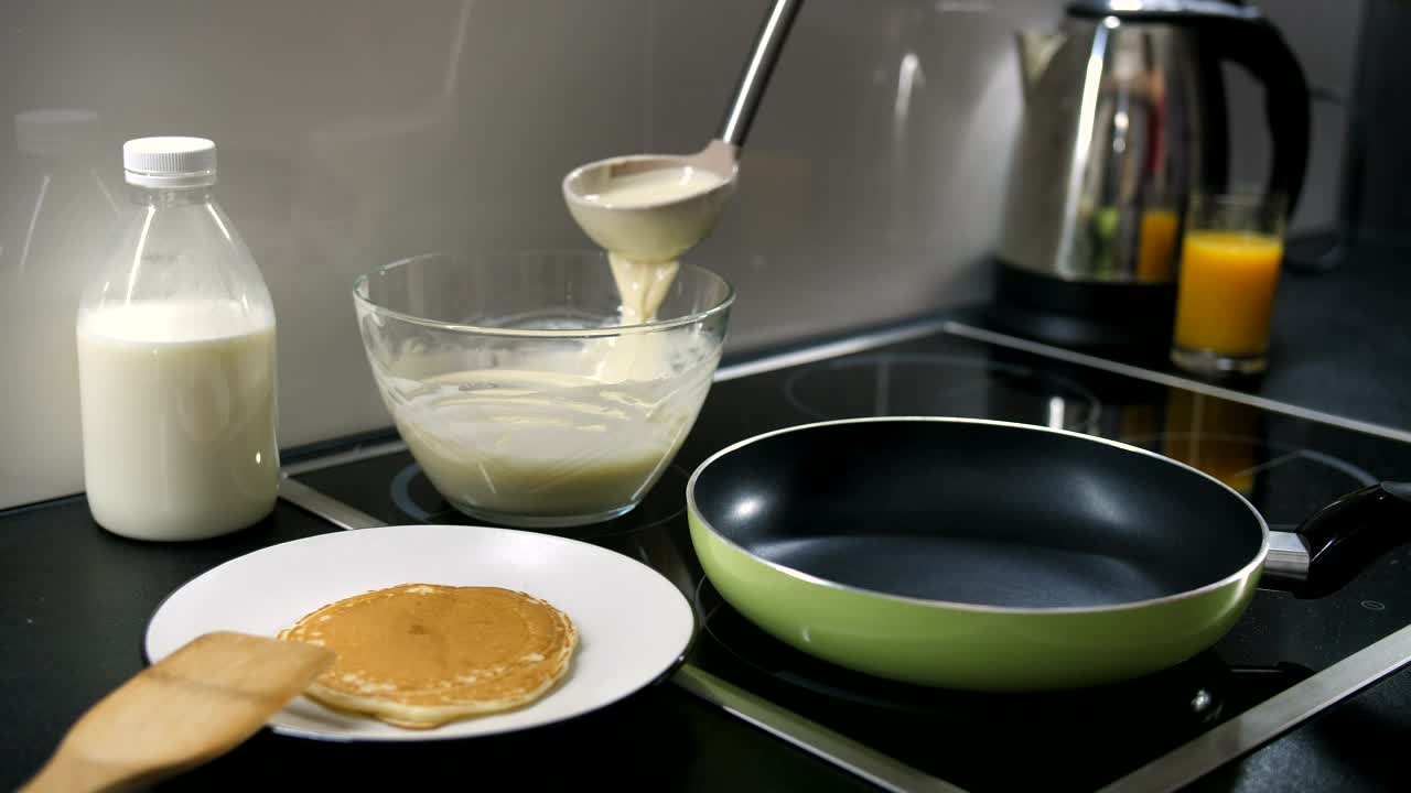 Video Stock Pouring Pancake Mix Into A Pan Live Wallpaper Free - Free Download