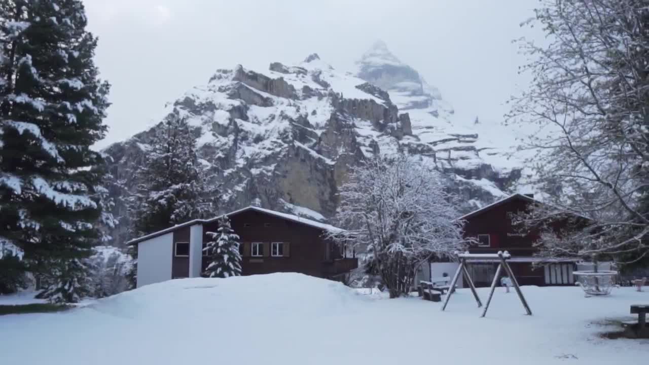 Free Video Stock Snow Covered Cabins At Base Of A Mountain Live Wallpaper - Free Download
