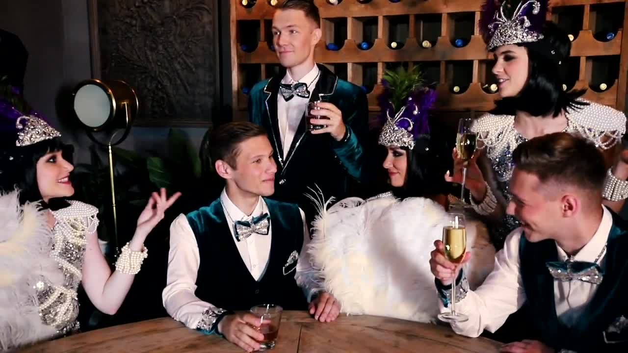 Stock Footage Vintage Costume Party In The Bar Live Wallpaper - Free Download