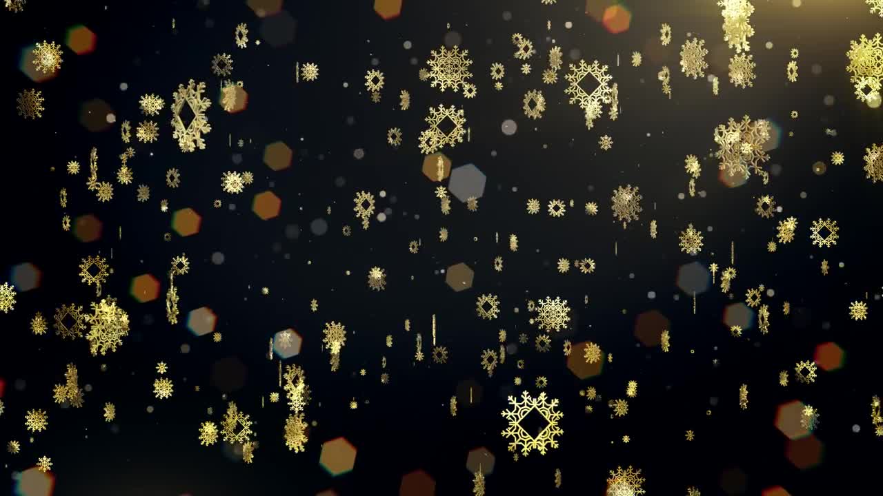 Stock Video Black Background With Golden Snowflakes Live Wallpaper For PC - Free Download