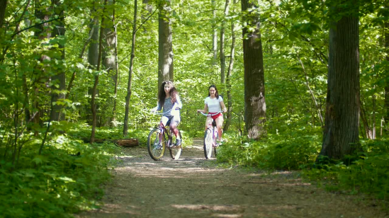Stock Video Girls Riding Their Bicycles Through The Forest Live Wallpaper For PC - Free Download