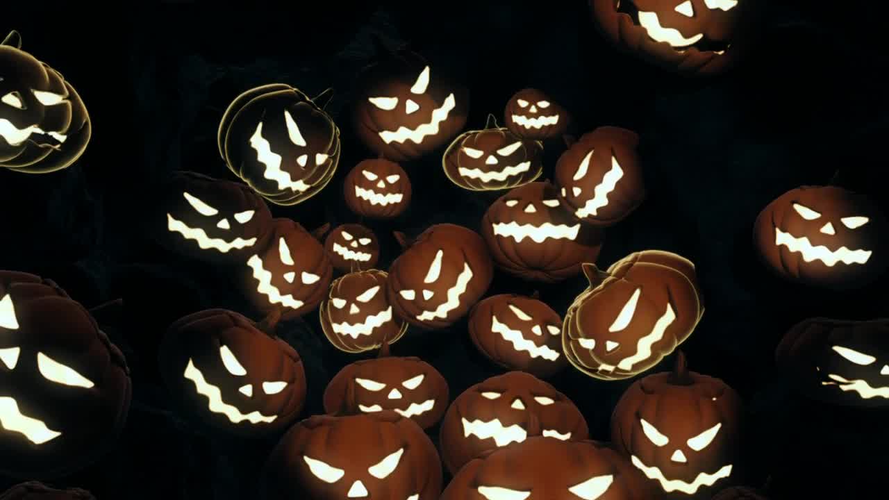 Stock Video Halloween Pumpkins Falling In The Dark Live Wallpaper For PC - Free Download