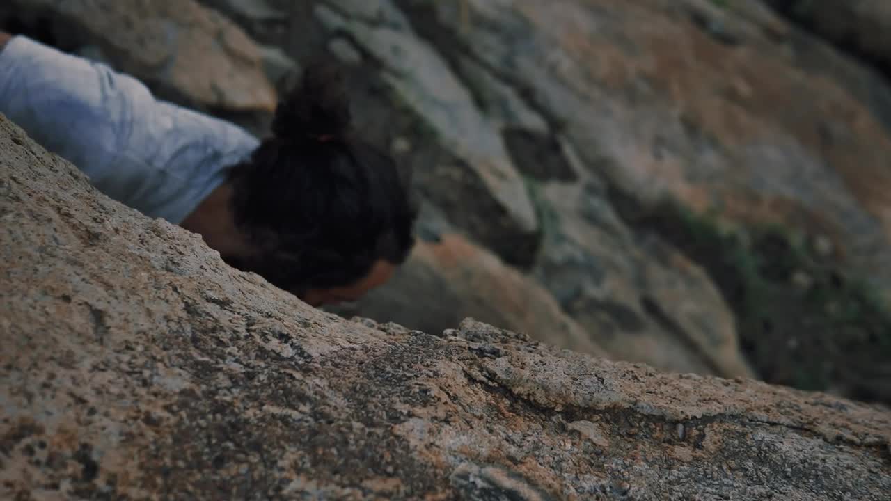 Stock Video Mountaineer Climbing A Rocky Hill Live Wallpaper - Free Download