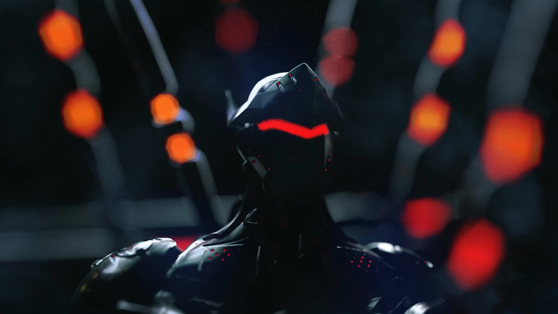 Genji  Overwatch  Neon  Lights  Live  Wallpaper - Free Download