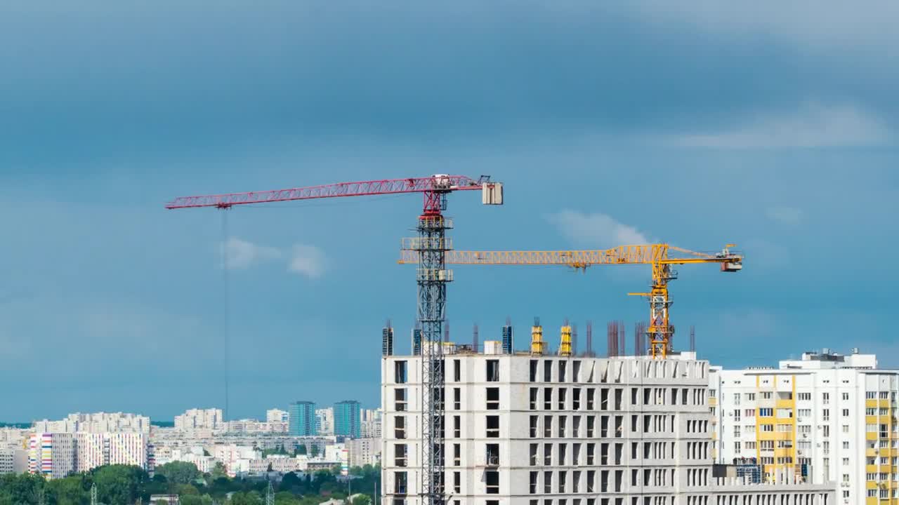 Stock Video Construction Cranes In An Apartment Building Live Wallpaper For PC - Free Download