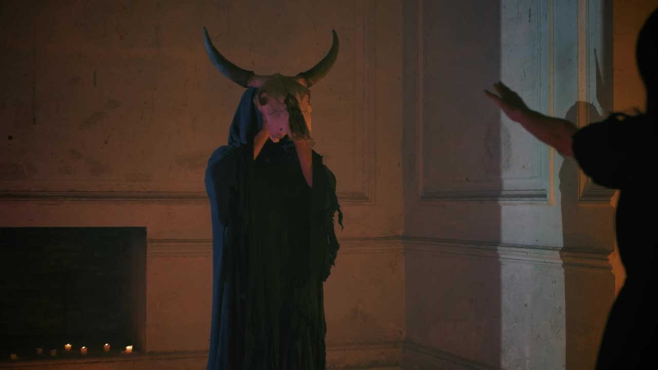 Free Video Stock Strange Ritual Of A Man With The Skull Of A Live Wallpaper - Free Download