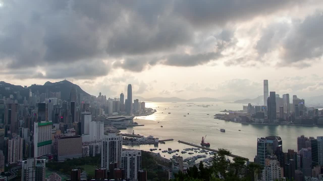 Stock Video Hong King City Harbor On A Cloudy Day Animated Wallpaper - Free Download