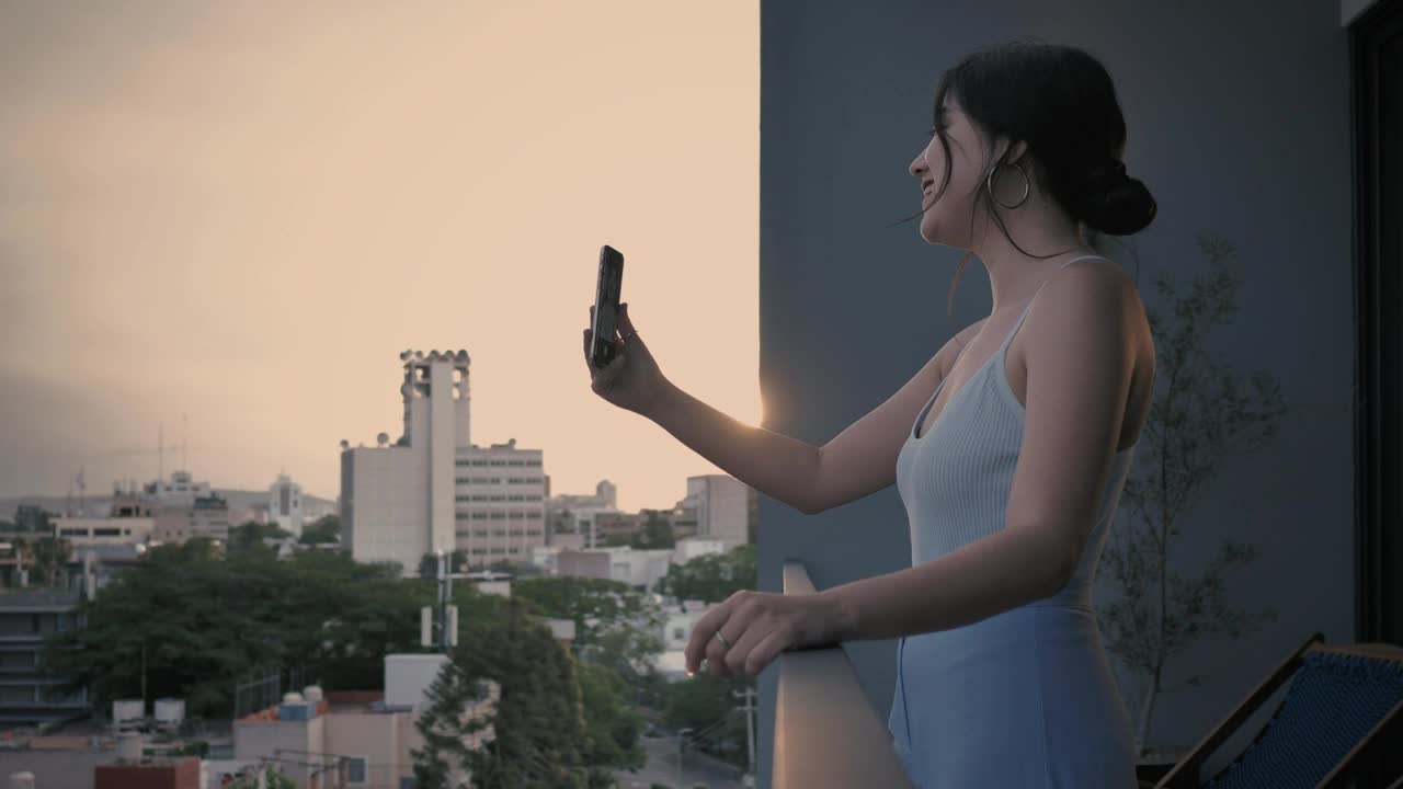 Stock Video Girl On A Video Call Standing On A Balcony At Live Wallpaper For PC - Free Download