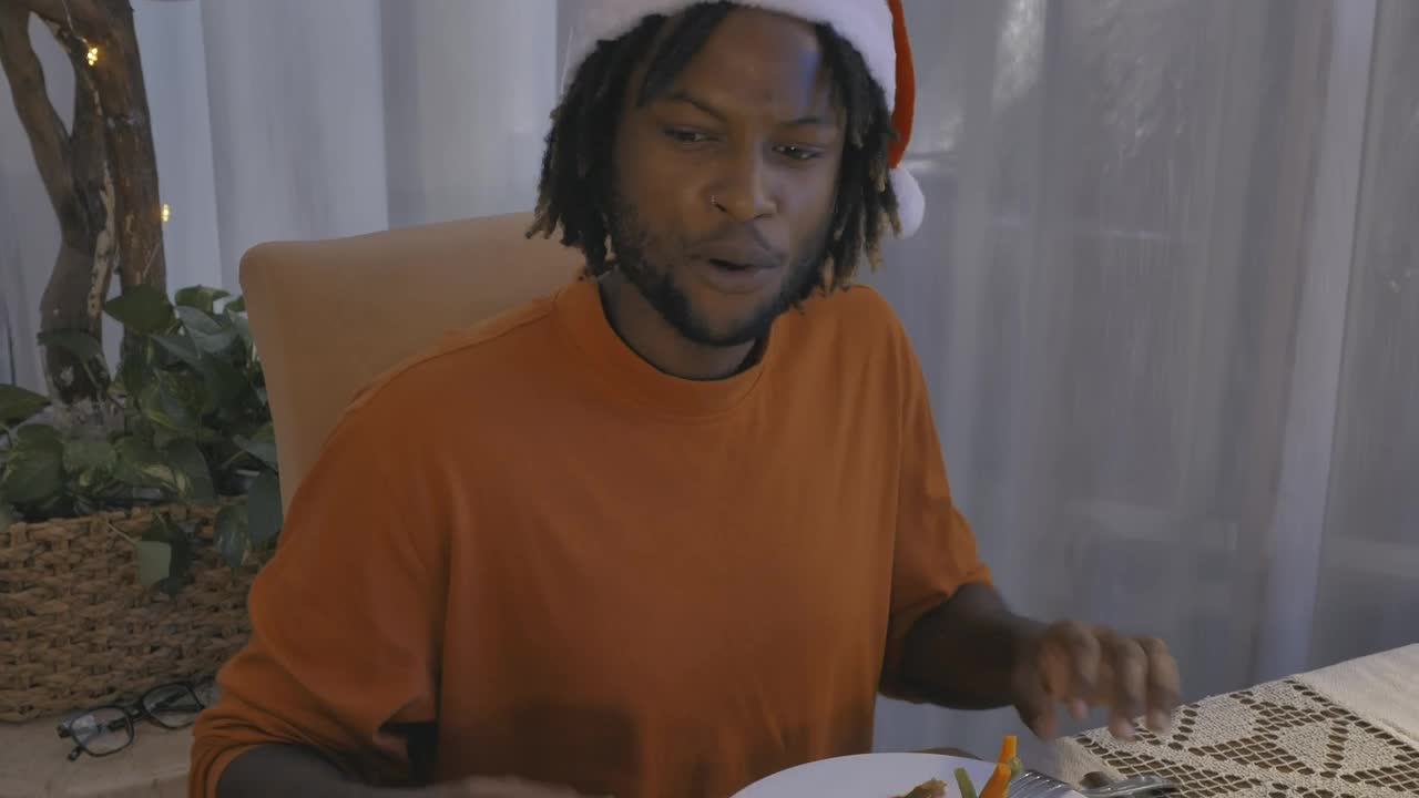 Stock Video Happy Man During Christmas Dinner Animated Wallpaper - Free Download
