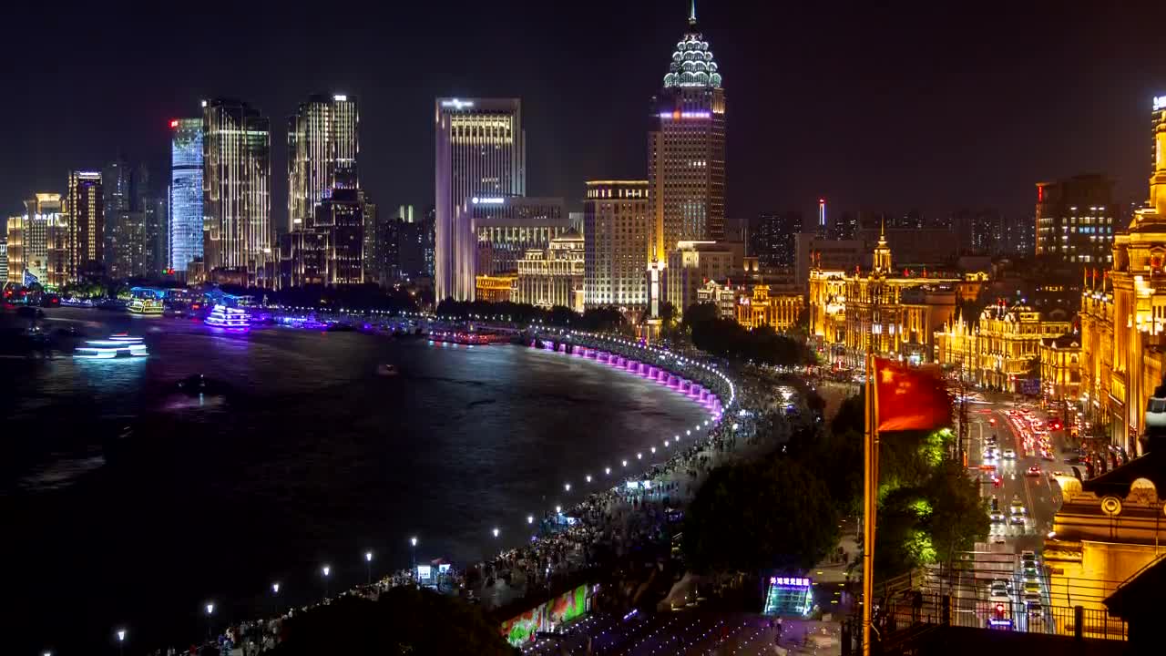 Free Stock Video Shanghai River And City Skyscrapers Illuminated Live Wallpaper - Free Download