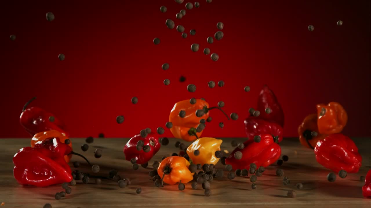 Stock Video Mix Of Peppers Falling To The Tabl Animated Wallpaper - Free Download