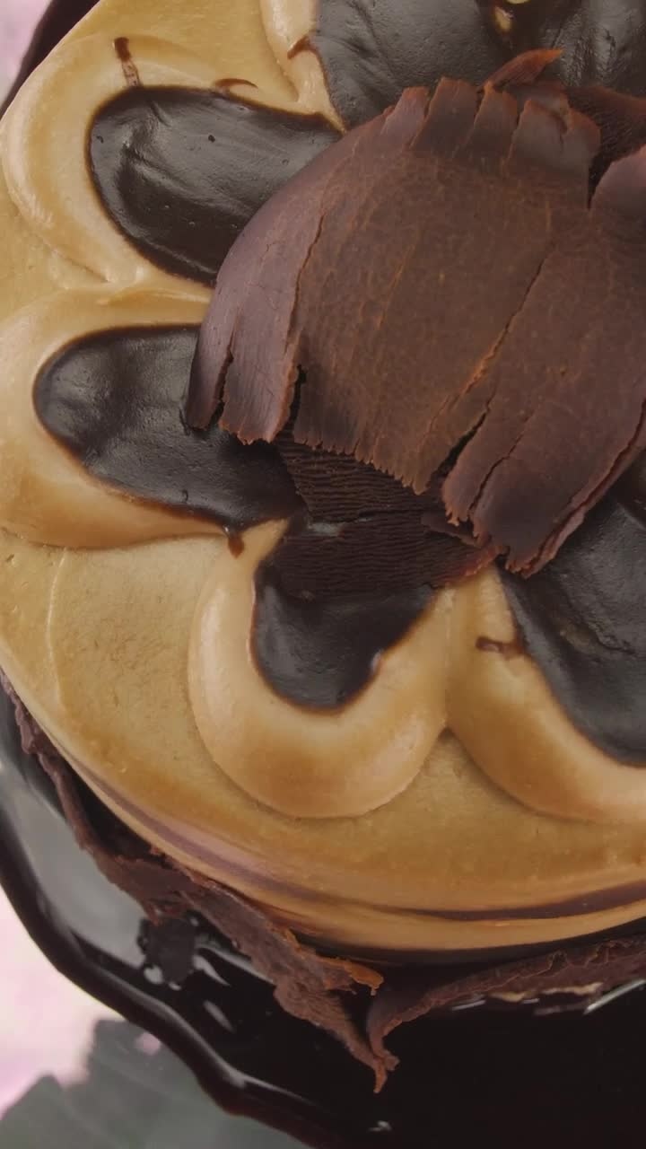 Free Video Stock Slowly Rotating Chocolate Cake Seen From Above Live Wallpaper - Free Download