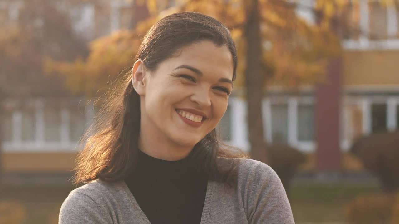 Stock Video Happy Woman In Her Neighborhood Portrait Animated Wallpaper - Free Download