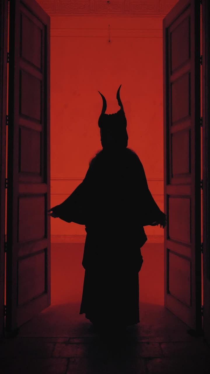 Free Stock Video Silhouette Of A Person With Horns And Robe Under A Live Wallpaper - Free Download