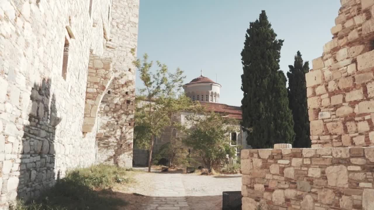 Free Video Stock the courtyard of an ancient castle in greece Live Wallpaper - Free Download