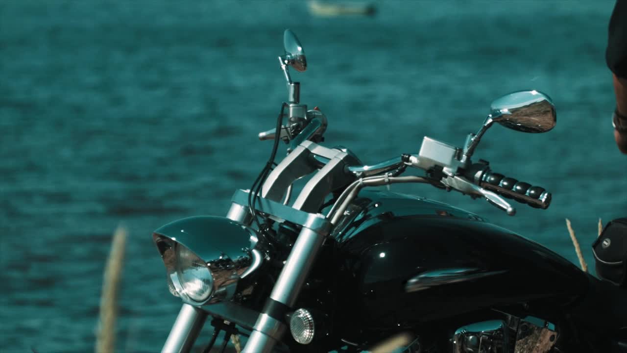 Stock Video Black Motorbike By A Lake Live Wallpaper For PC - Free Download