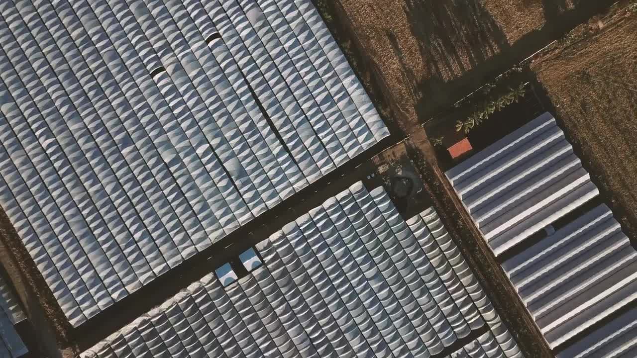 Free Video Stock top aerial view of a lot of greenhouses Live Wallpaper - Free Download