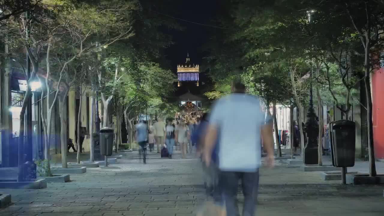 Stock Video Pedestrian Street With People Walking At Night Live Wallpaper - Free Download