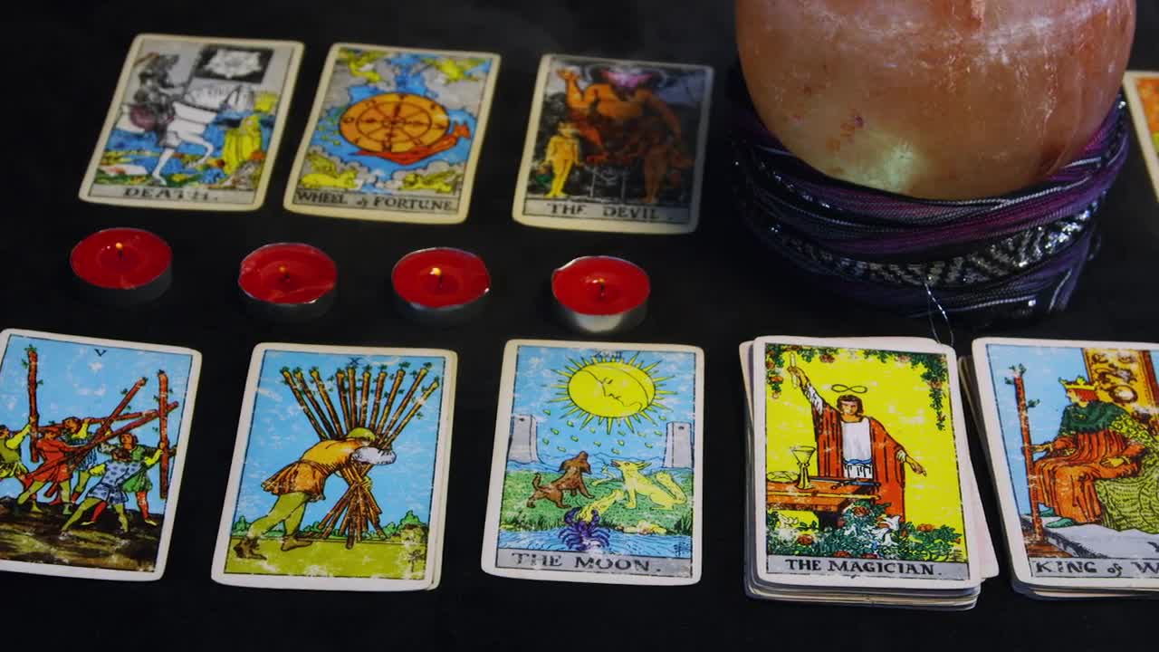 Free Video Stock tarot cards across a table Live Wallpaper - Free Download