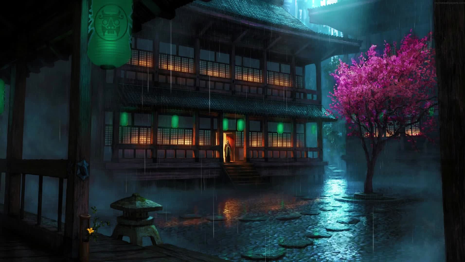Raining Japanese Village Live Wallpaper Free - Free Download