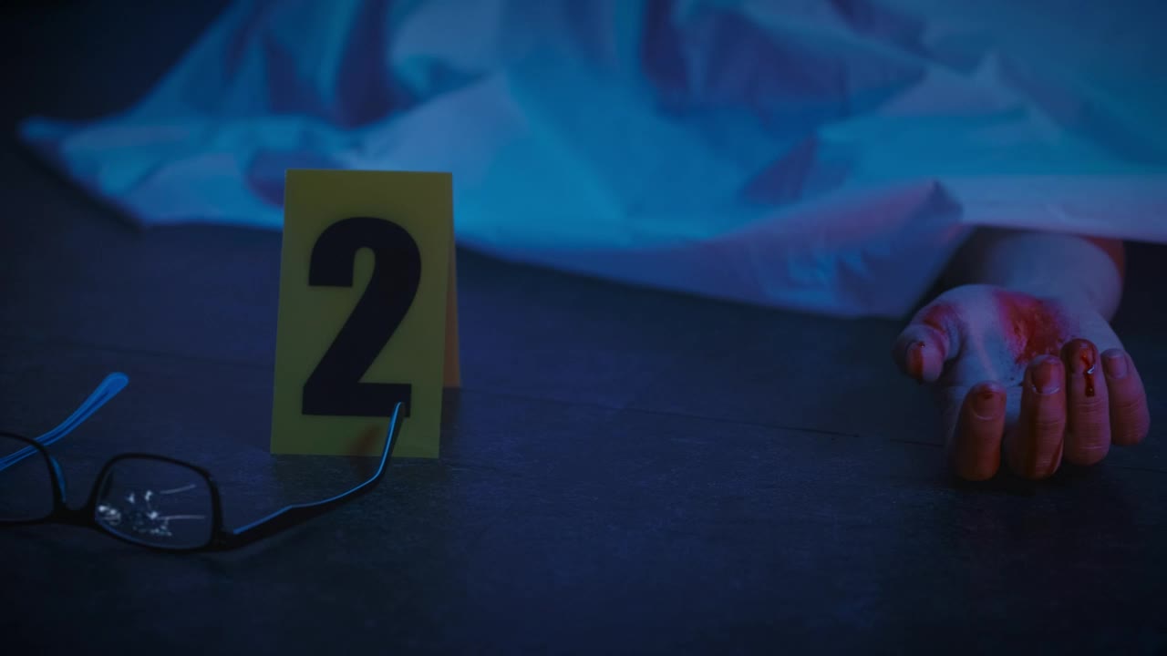 Stock Video Crime Scene With A Bloody Body And Evidence Around Live Wallpaper For PC - Free Download