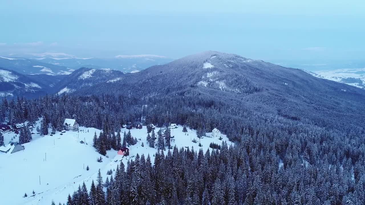 Video Stock Cabins In The Middle Of A Winter Forest Live Wallpaper For PC - Free Download