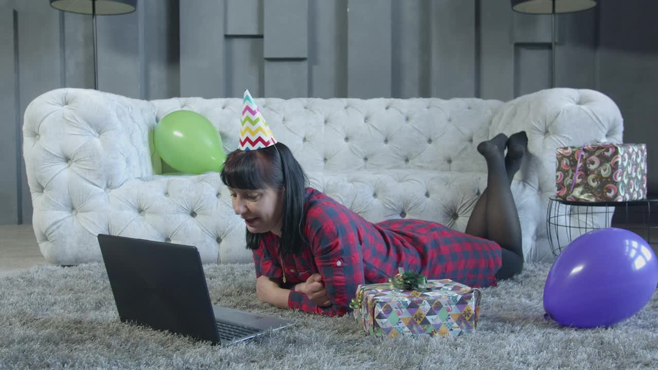 Stock Video Happy Lady Has A Computer Video Call Animated Wallpaper - Free Download
