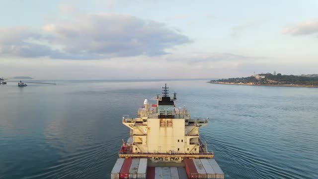 Stock Video Large Cargo Ship Leaving For The Ocean Smal Animated Wallpaper - Free Download