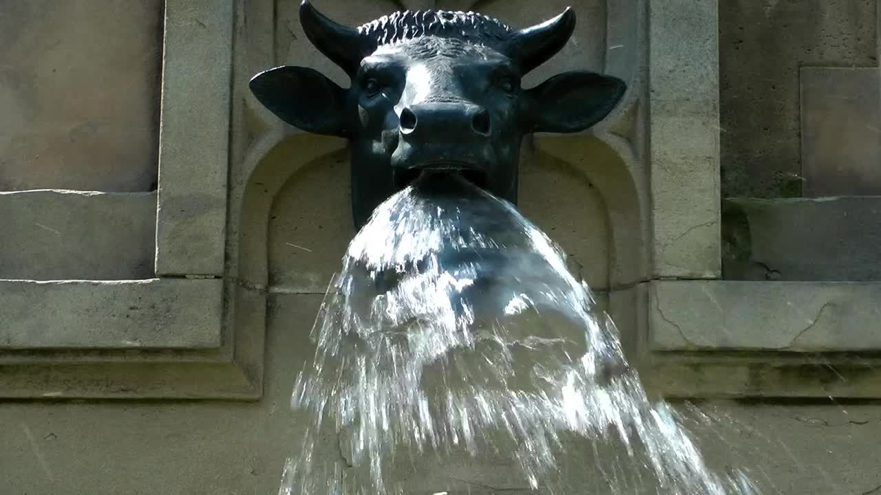 Free Stock Video Sculpture Of A Bull Drawing Water From Its Muzzle Live Wallpaper - Free Download