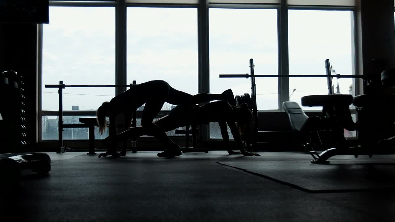 Free Stock Video Silhouette Of Girls Doing Push Ups Together Live Wallpaper - Free Download