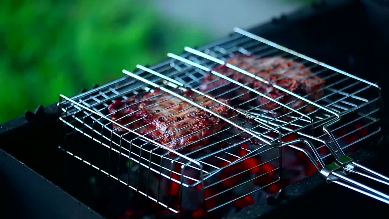Stock Video Cooking Meat In The Grill Close Up Live Wallpaper For PC - Free Download