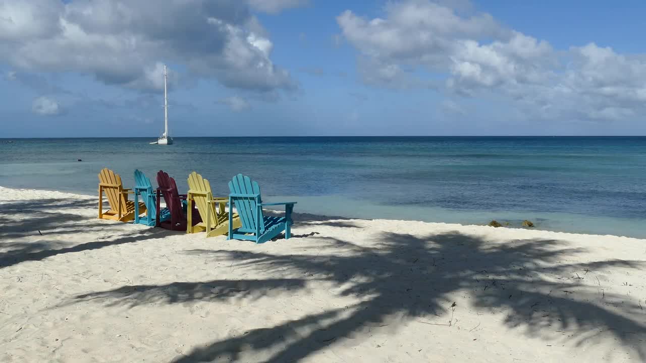 Stock Video Colorful Chairs In Front Of The Ocean Live Wallpaper For PC - Free Download