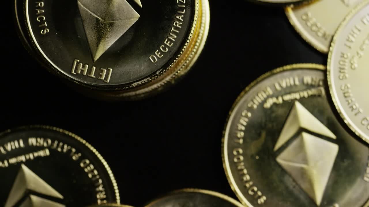 Stock Video Ethereum Golden Coins Rotating Live Wallpaper For PC - Free Download