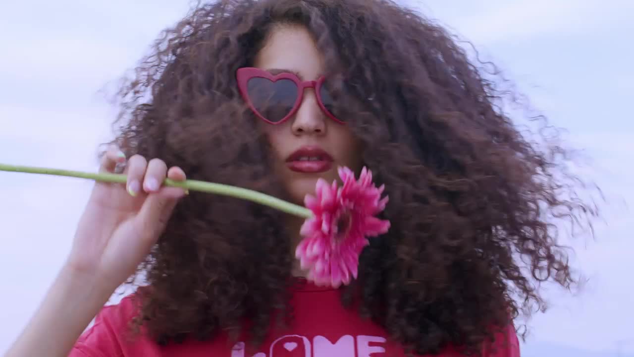 Free Stock Video Woman With A Pink Rose And Sunglasses Live Wallpaper - Free Download