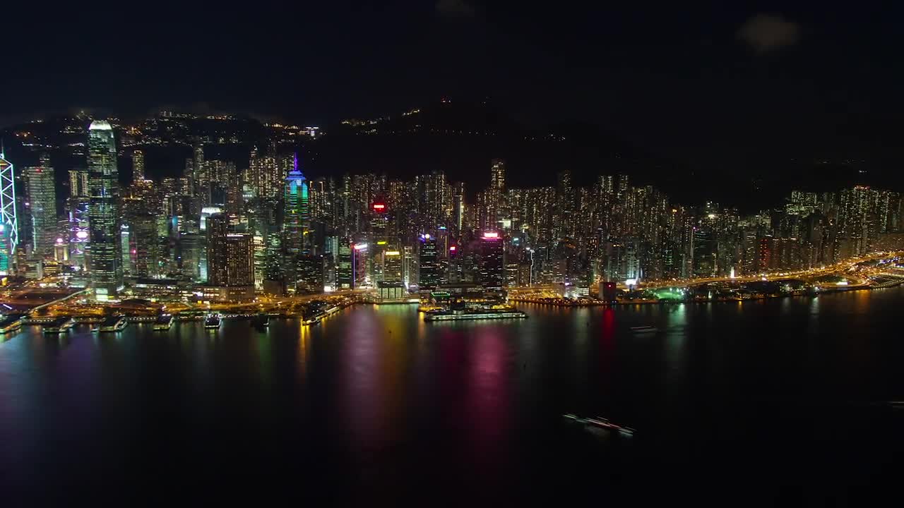 Stock Video Hong Kong City Skyline And Bay In The Night Animated Wallpaper - Free Download