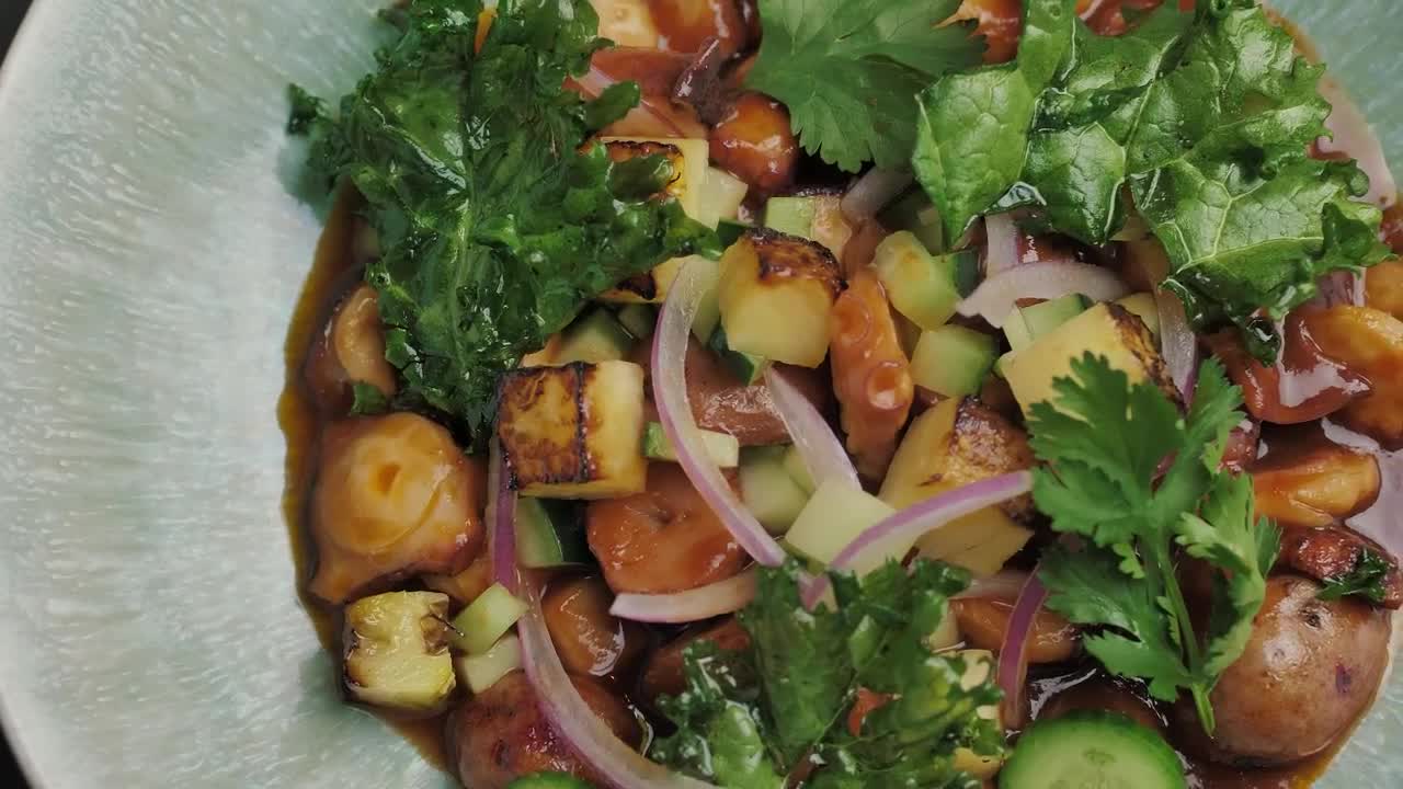 Stock Footage Vegan Looking Food On A Plate Live Wallpaper - Free Download