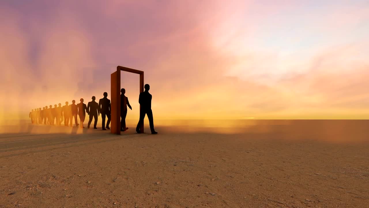 Video Stock Businessmen Walking Through A Door In A Desert Live Wallpaper For PC - Free Download