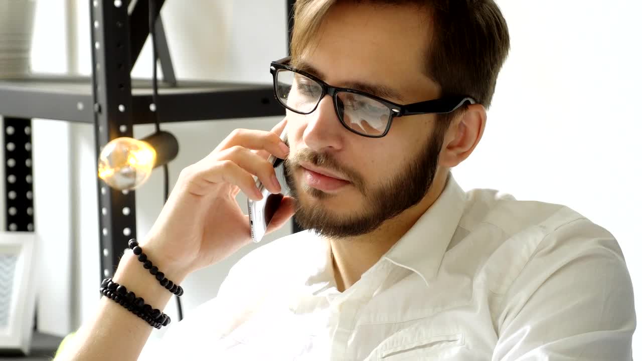 Stock Video Bearded Man Talking On Cell Phone Live Wallpaper For PC - Free Download