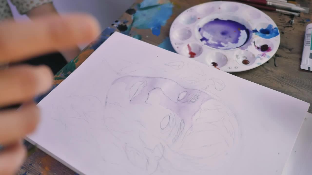 Free Video Stock teacher advising a painting student Live Wallpaper - Free Download