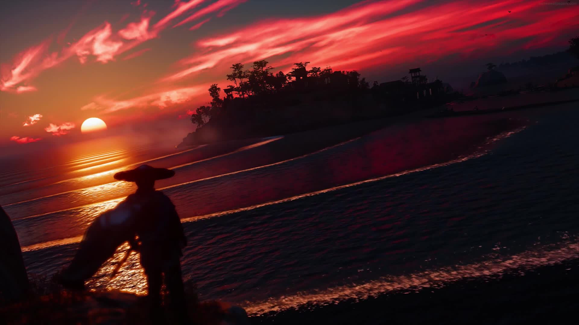 Japanese Samurai And Evening Waves Live Wallpaper HD - Free Download