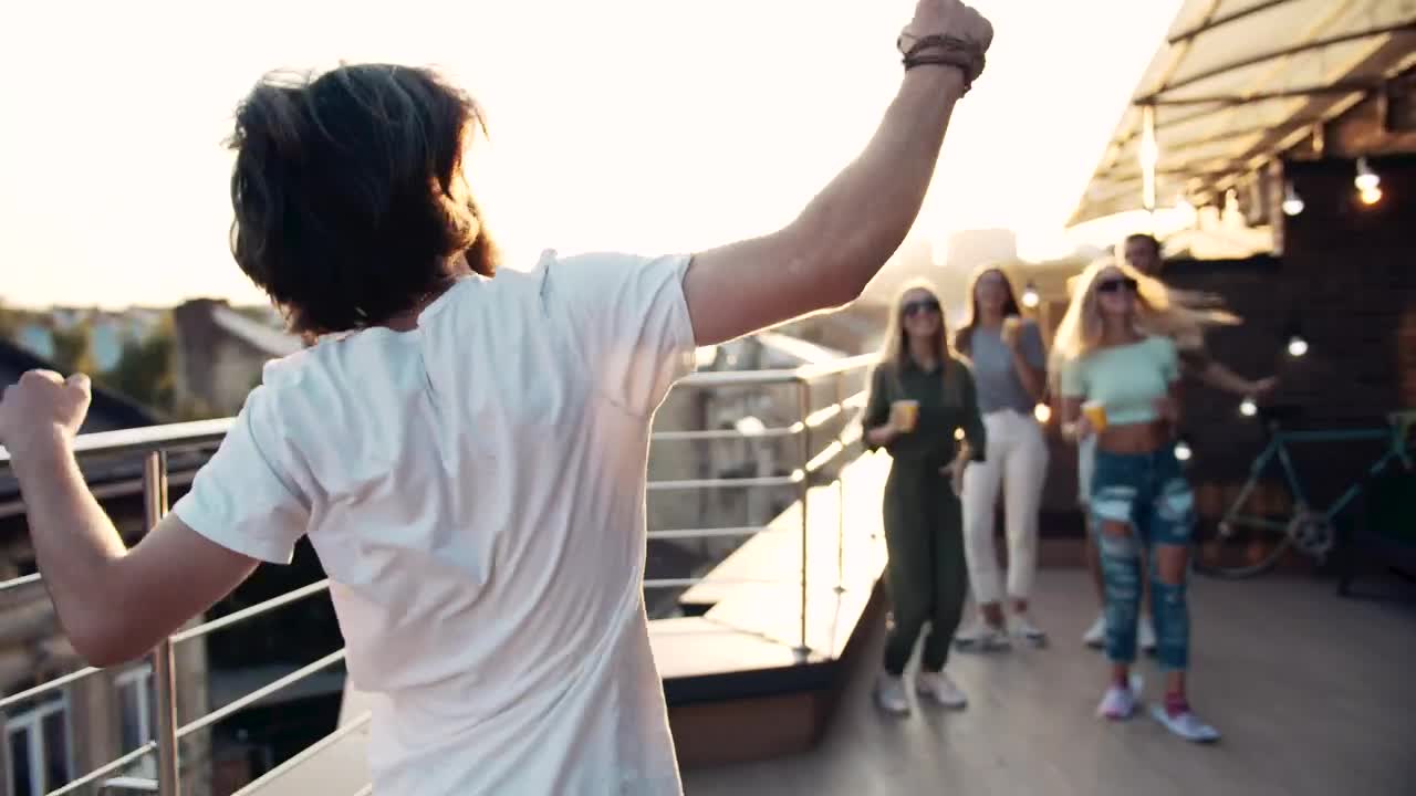 Video Stock Cinematic Of Friends Dancing On Terrace Party Live Wallpaper For PC - Free Download