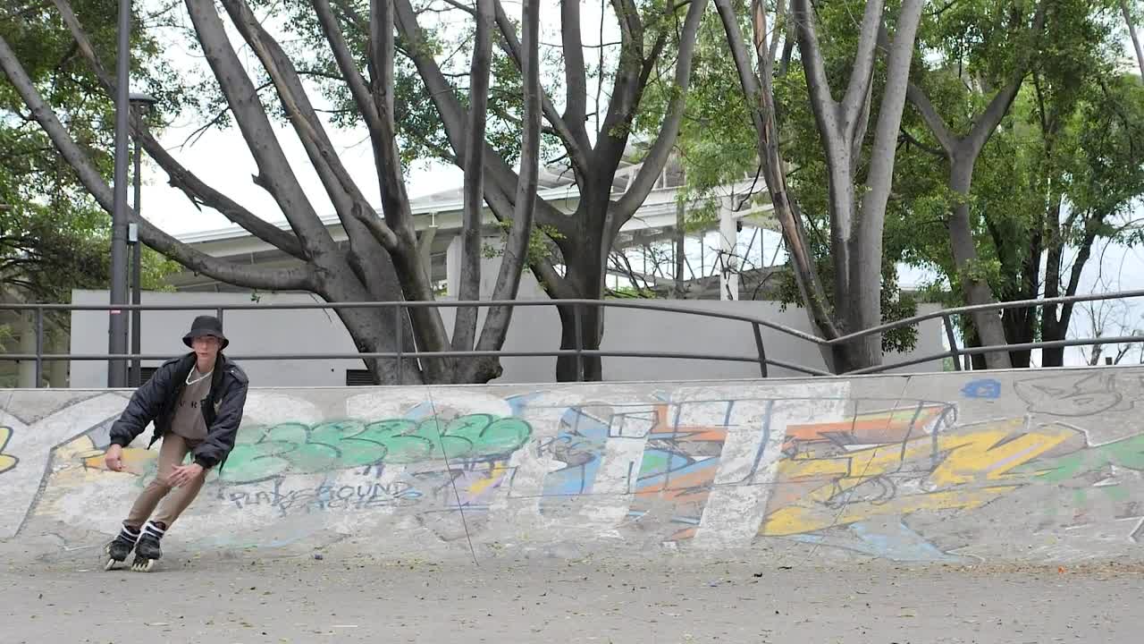Free Stock Video Young Man With Roller Skates Sliding Down Ramps With Graffiti Live Wallpaper - Free Download