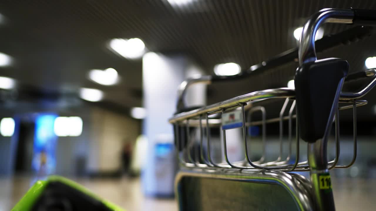Stock Video Empty Airport Luggage Cart Close Up Live Wallpaper For PC - Free Download
