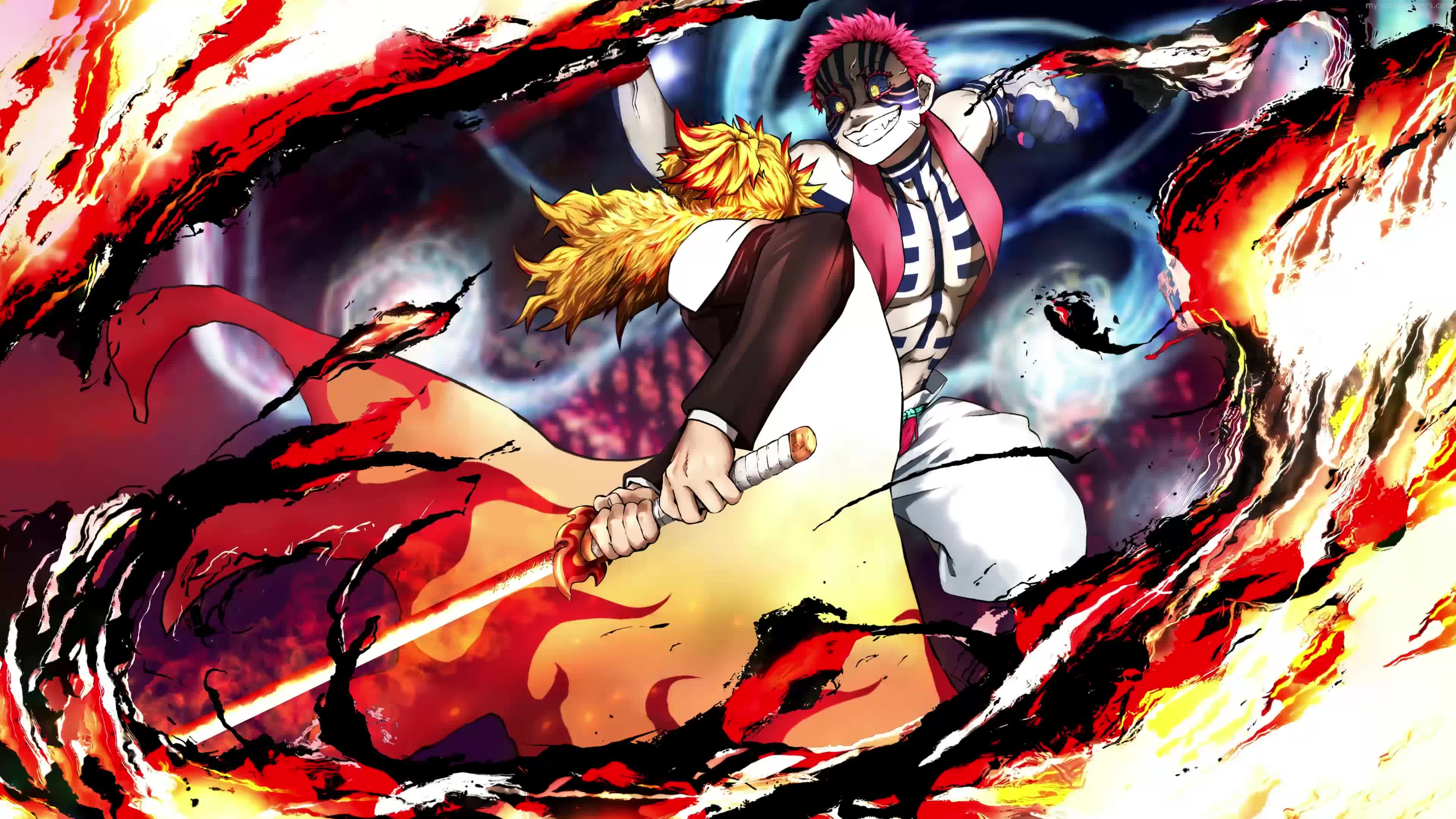 Anime Kyojuro Rengoku Vs Akaza 4K Live Wallpaper - Free Download