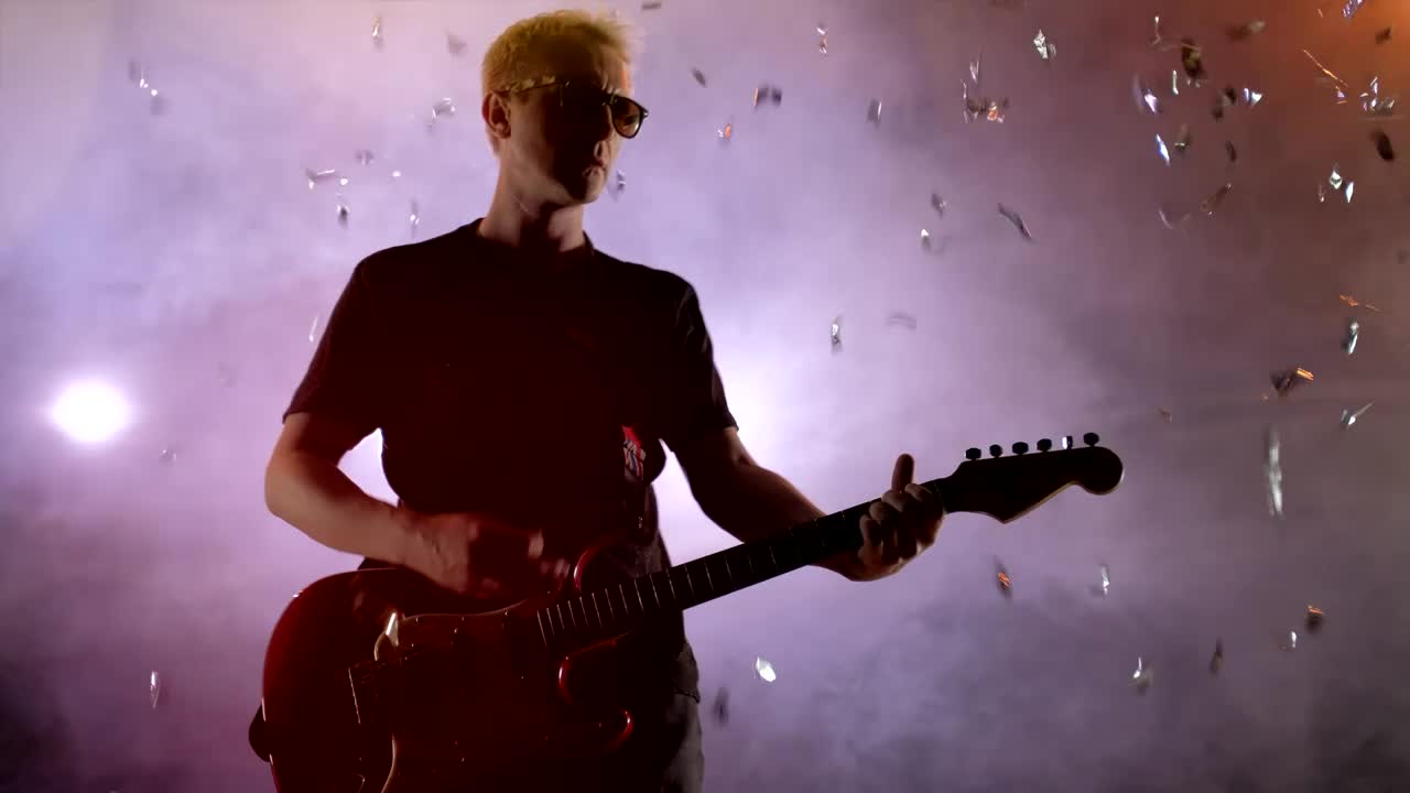 Stock Video Famous Guitarist Playing His Electric Guitar At A Stage Live Wallpaper For PC - Free Download