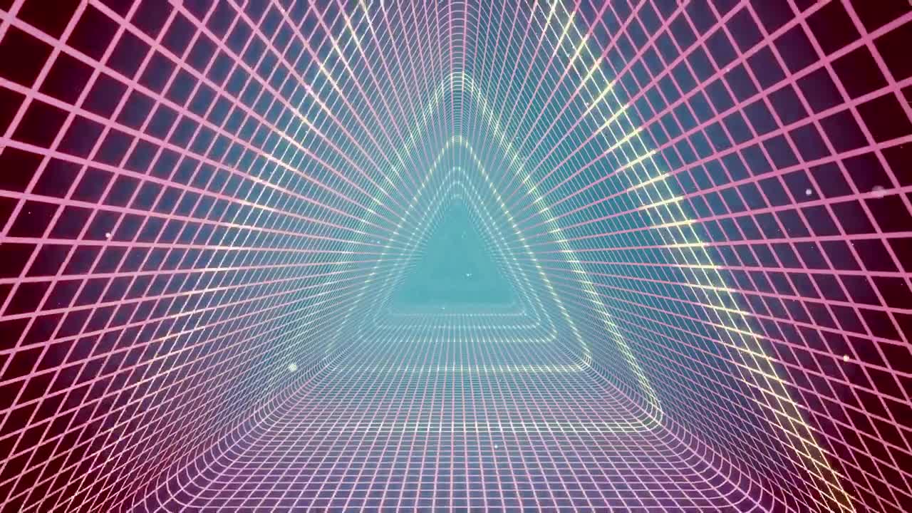 Stock Video Cyberpunk Style Led Triangular Tunnel Loop Video Live Wallpaper For PC - Free Download
