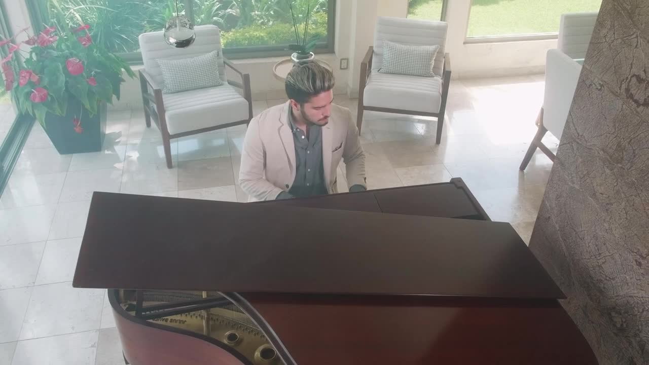 Stock Video Elegant Pianist Playing At His Home Live Wallpaper For PC - Free Download