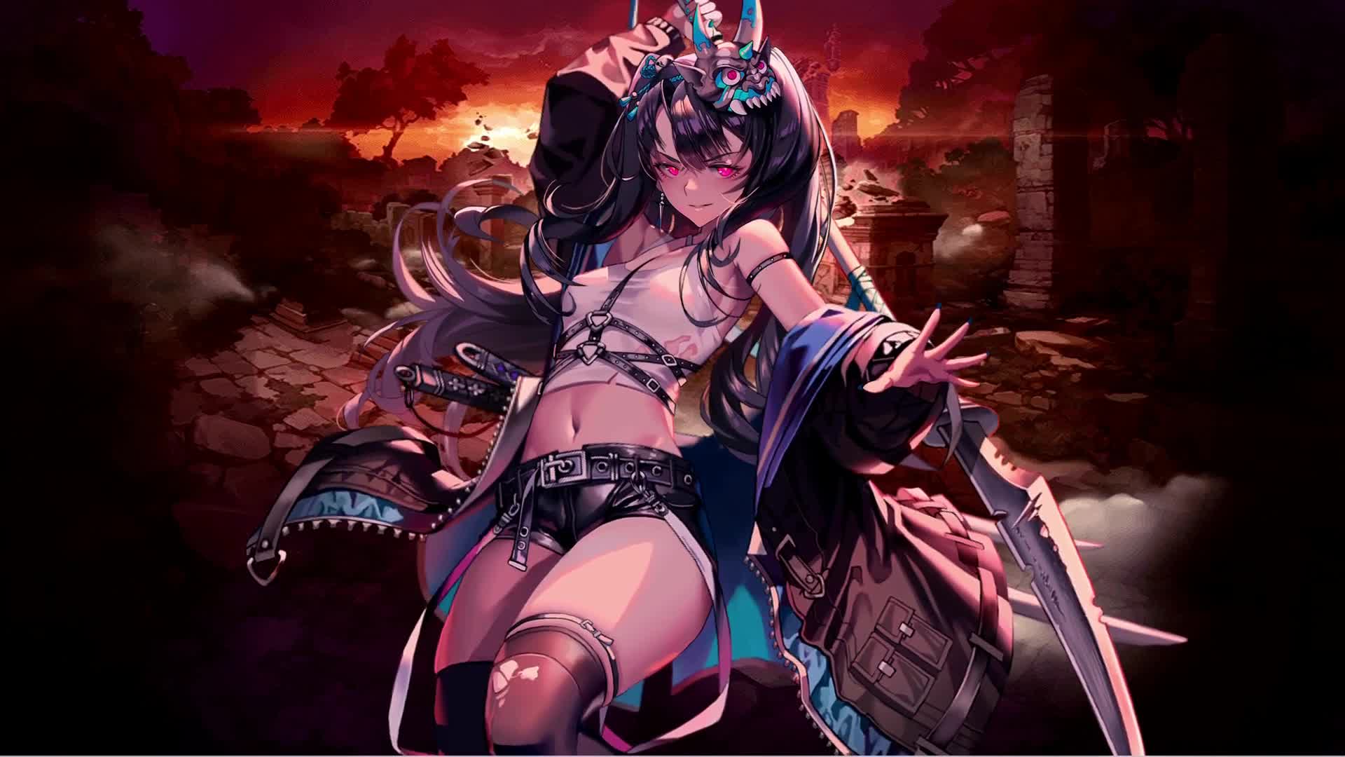 Game Destiny Child 命運之子 Black Hair Girl With Swords Live Wallpaper - Free Download