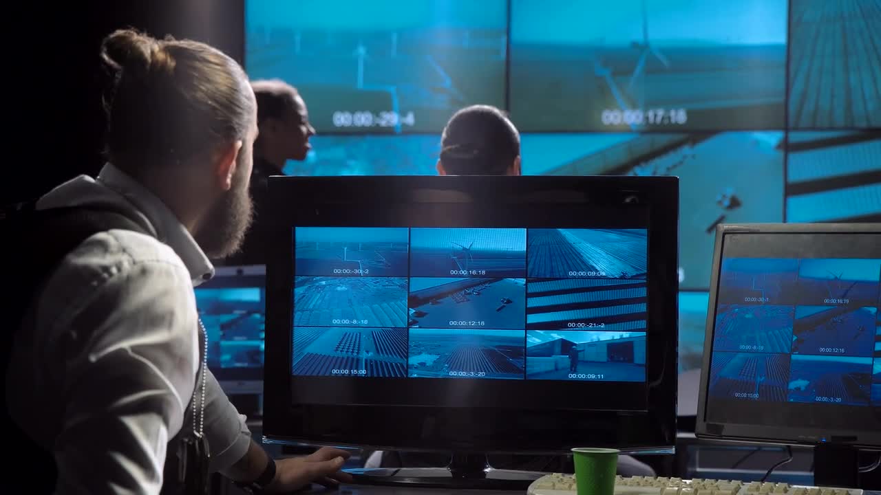 Free Video Stock surveillance team looking at monitors Live Wallpaper - Free Download