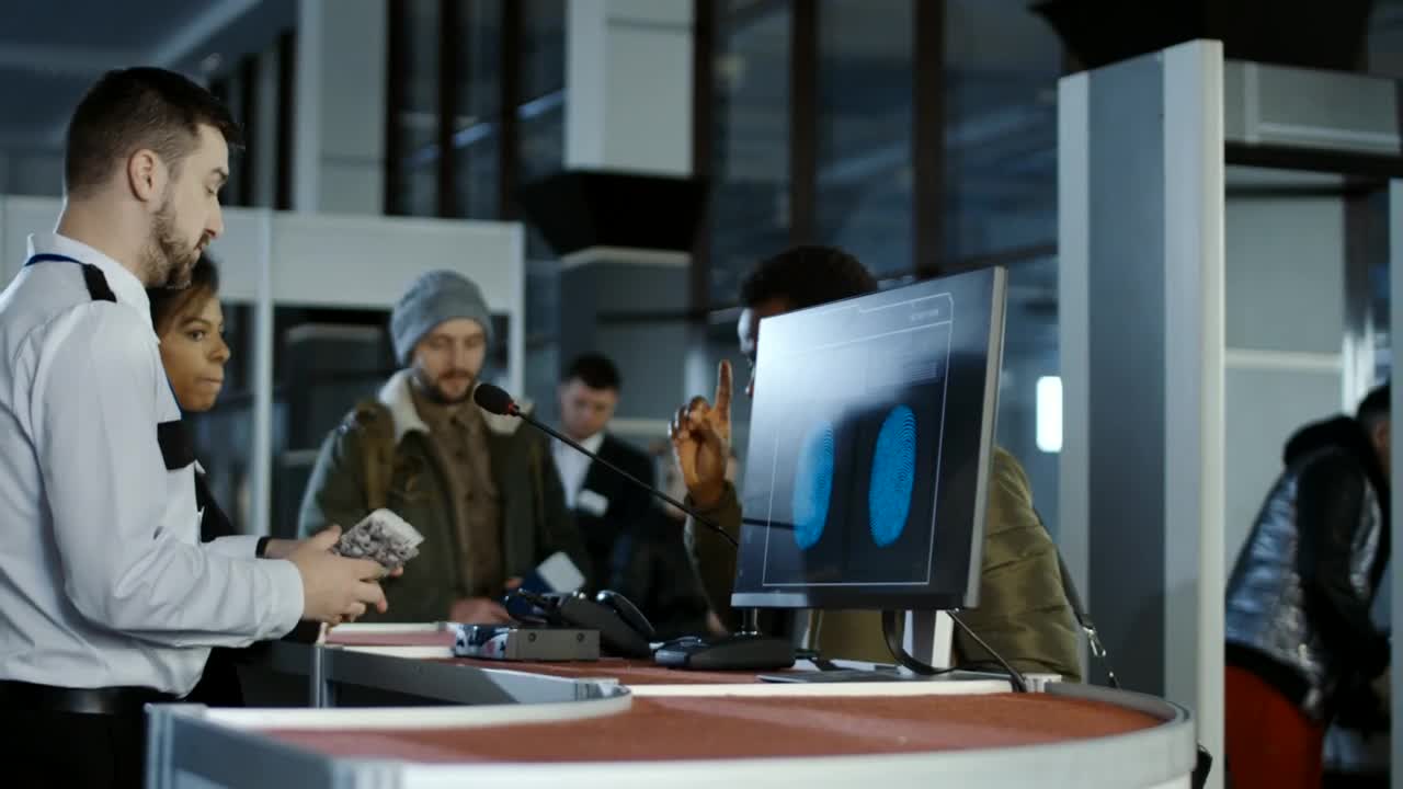 Stock Video People Going Through Biometric Control Live Wallpaper - Free Download